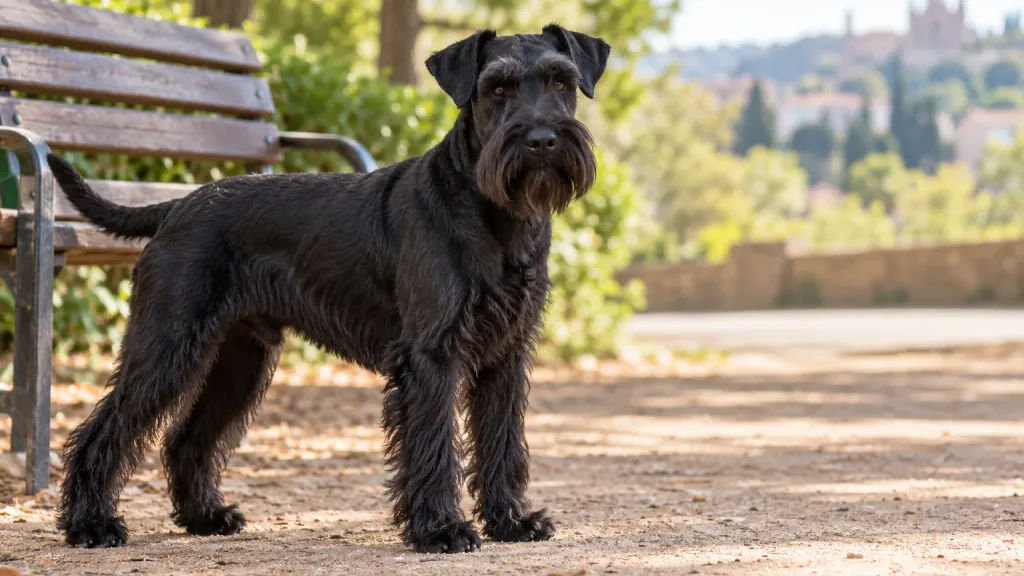 Rastreador de seguros de perros Schnauzer mediano